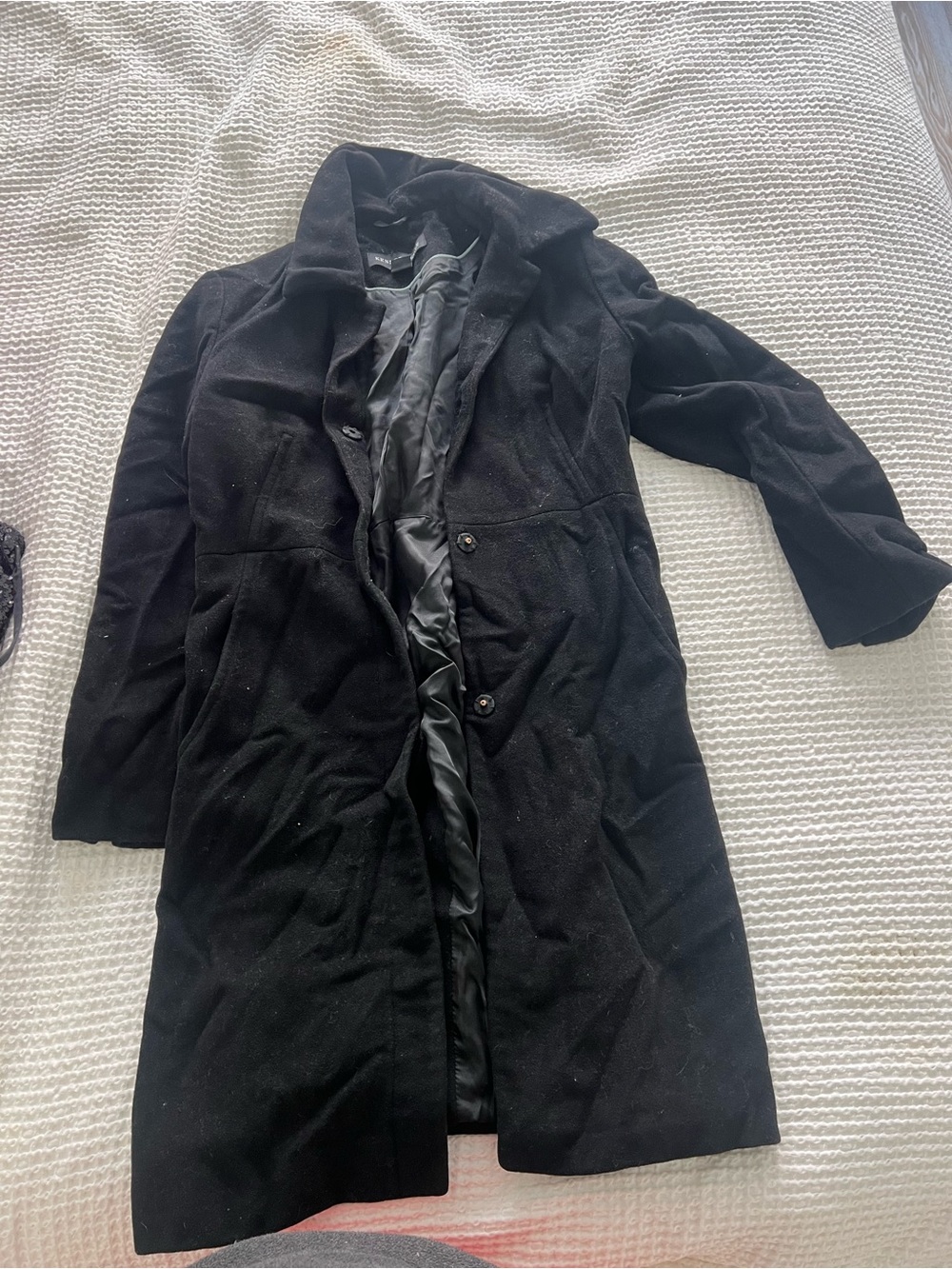 Kenneth Cole Black Long Trench Coat